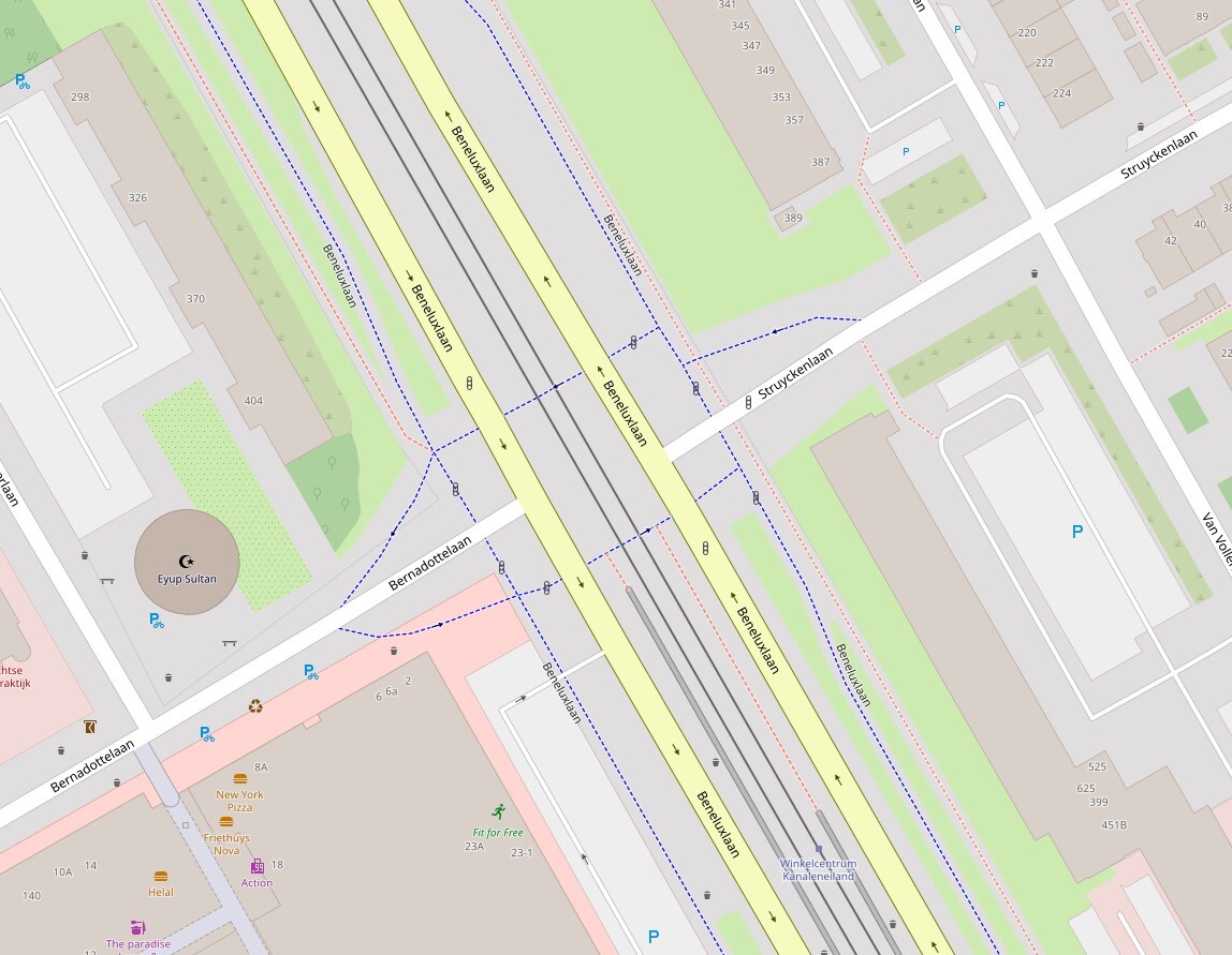 Plattegrond van de kruispunten