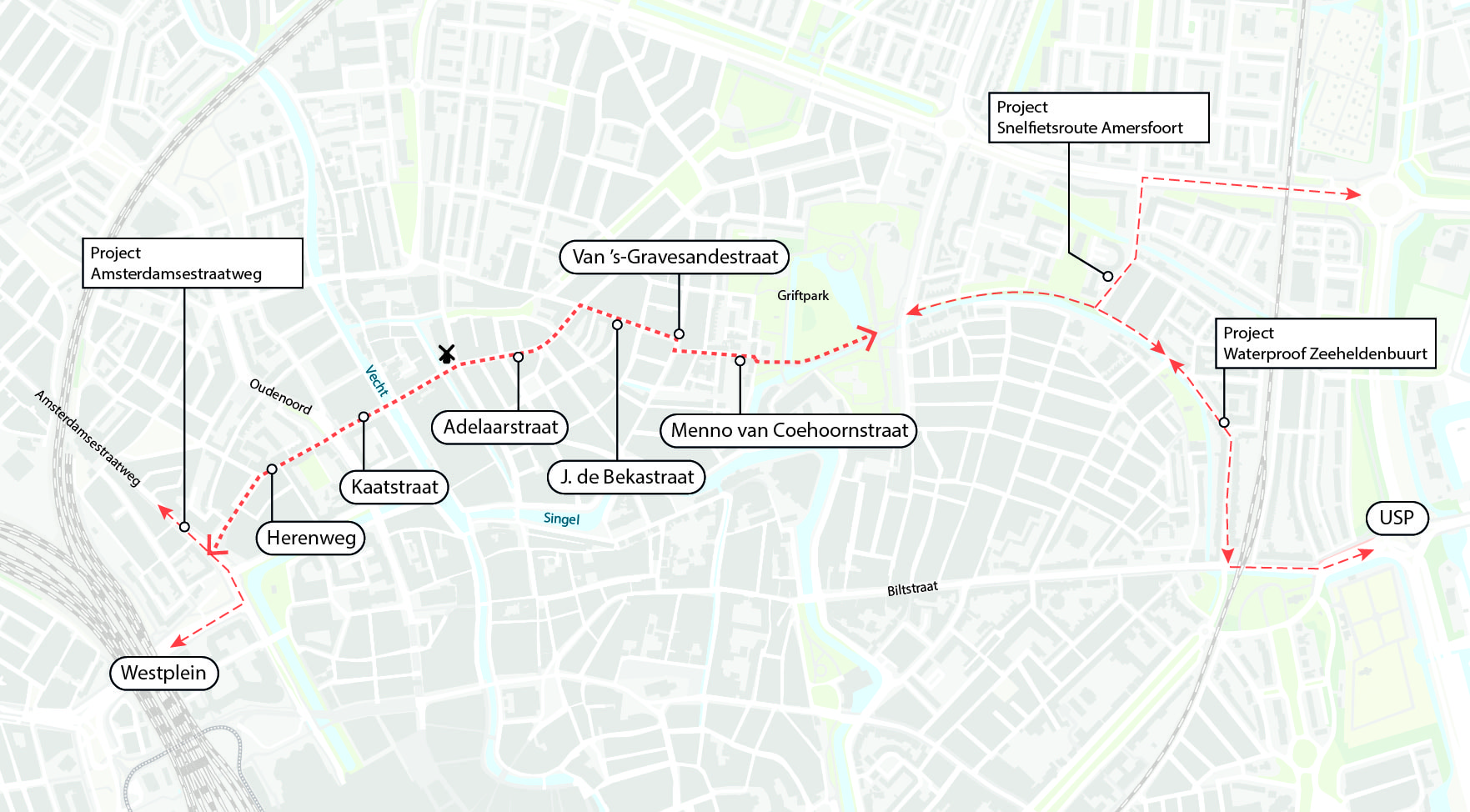 Visuele weergave van de route.