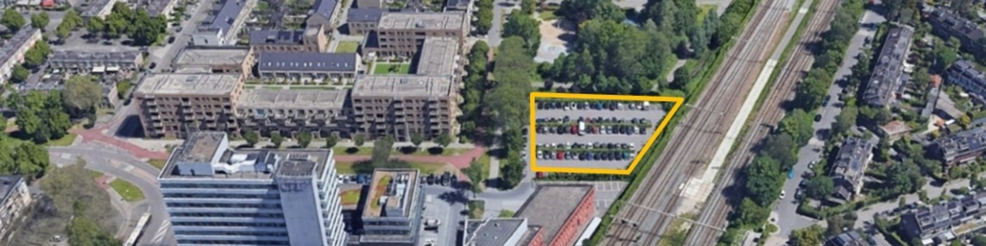 Luchtfoto van het huidige parkeerterrein (P+R)