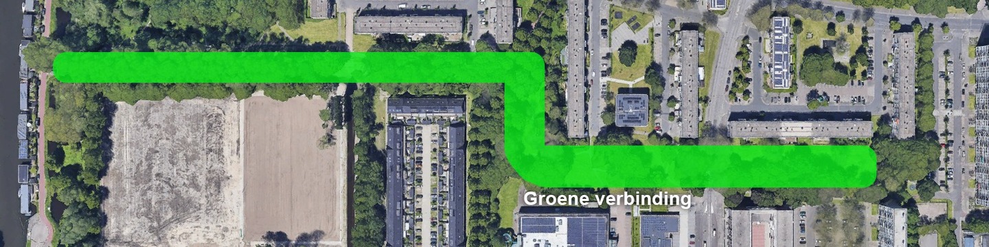 Plattegrond met daarop de groene verbinding weergegeven