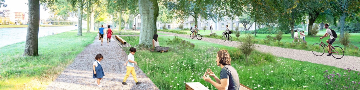 Impressie ontwerp Parkzone Den Hommel richting Johan Wagenaarkade