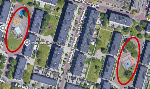Locaties op de kaart. Tjepmahof en Rijnesteinhof