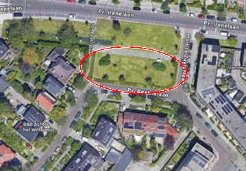 kaart van het grasveld tussen de Prinses Beatrixlaan en de Prinses Irenelaan