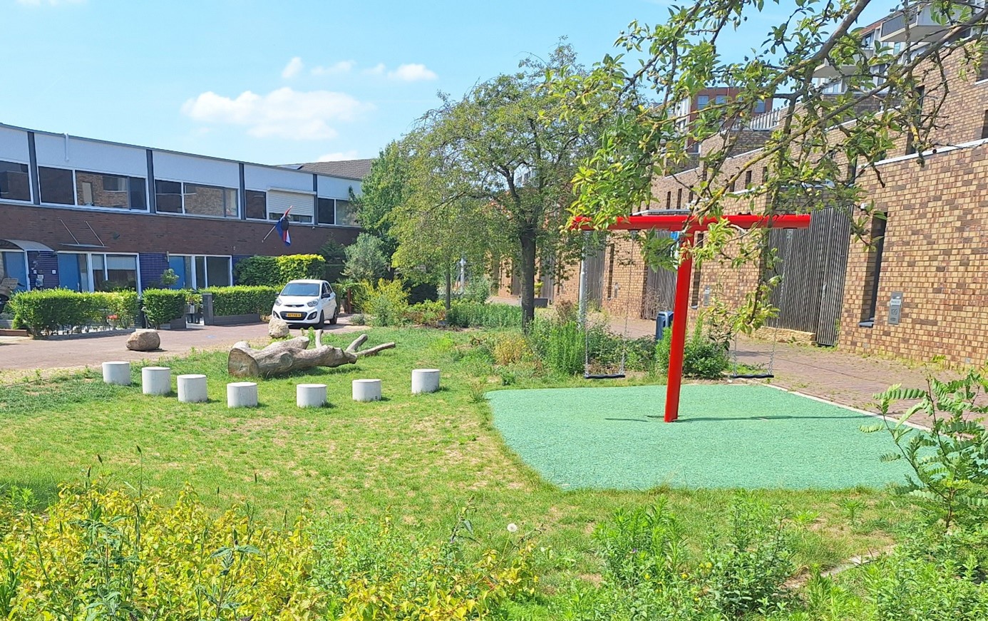 Voorbeeld natuurlijk spelen, stapstenen, boomstronk