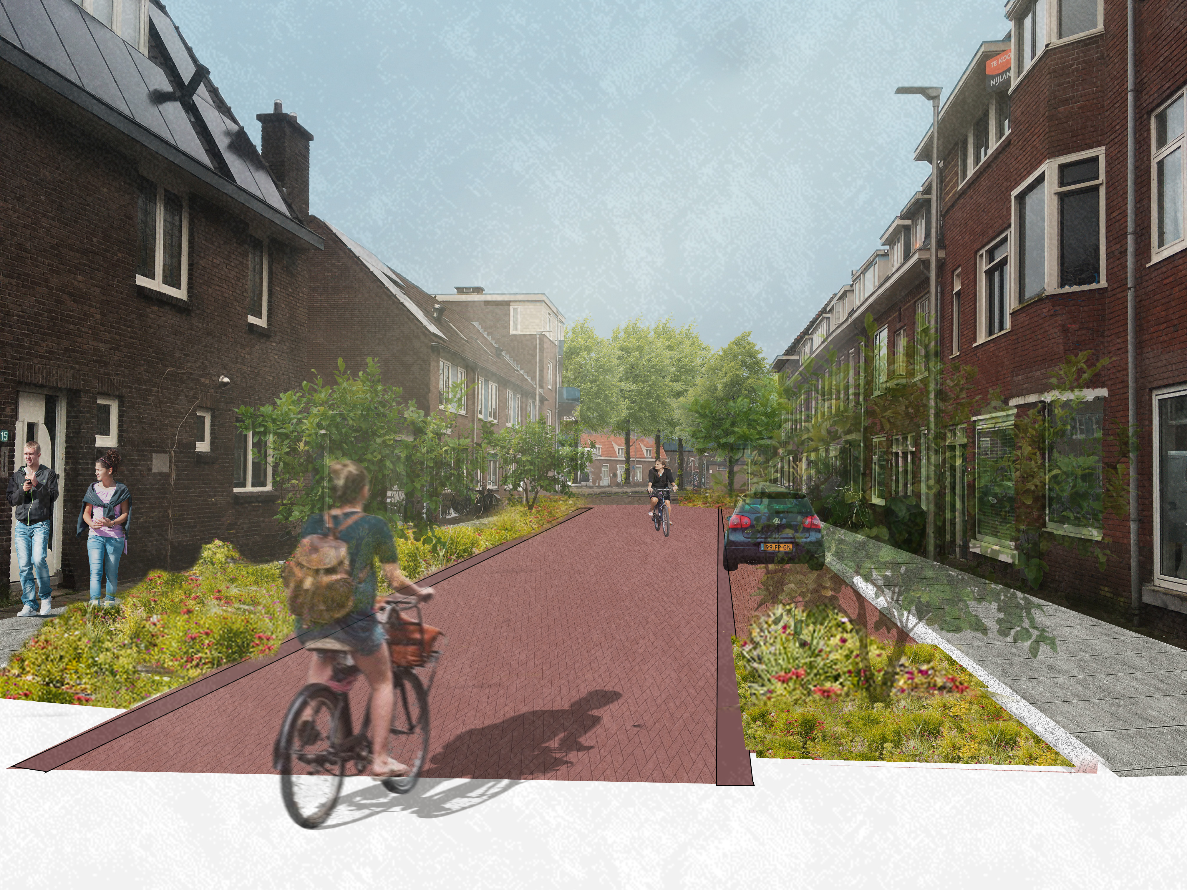 Een beeld van hoe de Zijldiepstraat eruit komt te zien. Het is een eerste indruk. De werkelijkheid kan er straks anders uitzien. 