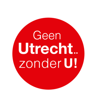 Tekst 'Geen Utrecht zonder u' - de slogan van programma Samen stad maken van de gemeente Utrecht