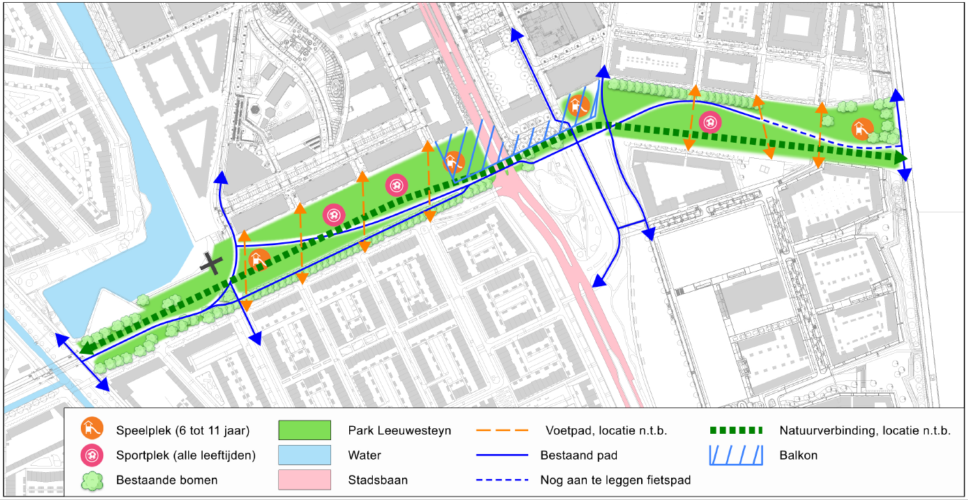 Schematische kaart uitgangspunten Park Leeuwesteyn