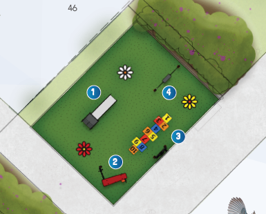 Plattegrondje speelplek met ontwerp 2