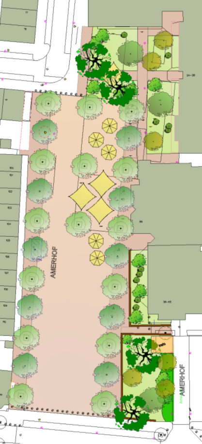 Eerste schetsontwerp voor de Amerhof